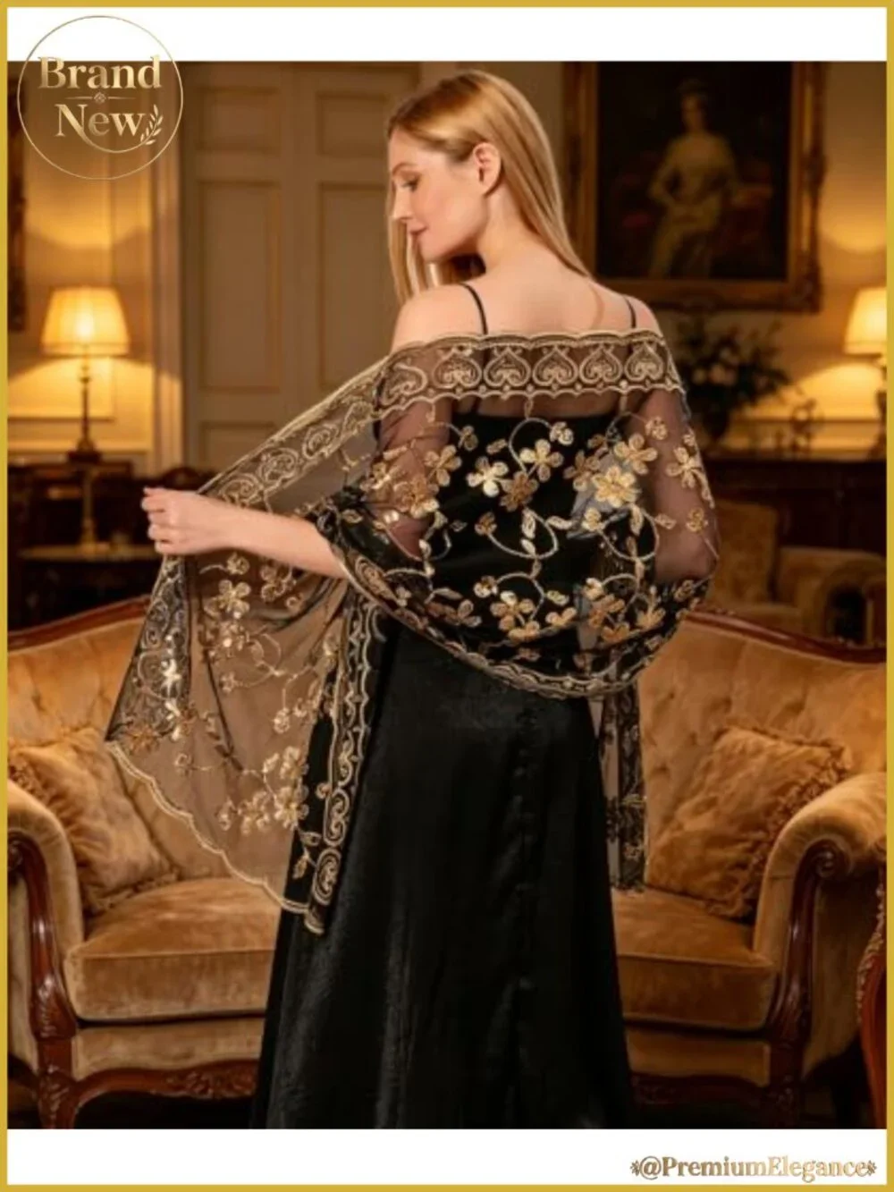 Chiffon Floral Sheer Shawl Wrap Evening Wedding Formal